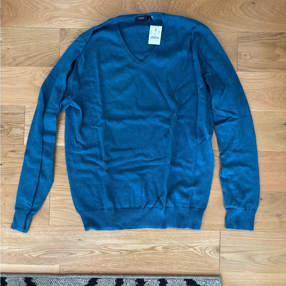 J. Crew Men's Blue V-Neck Sweater